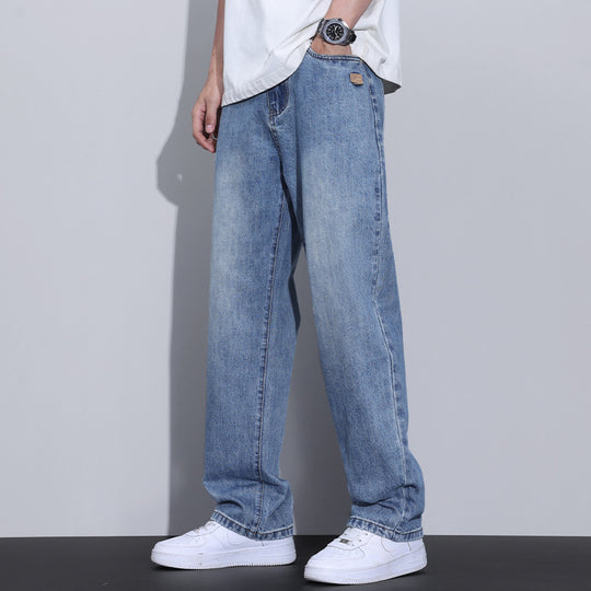 Herren Weite Straight‑Leg Denim-Jeans mit Vintage-Wash und lockerer Passform Nord Taschen