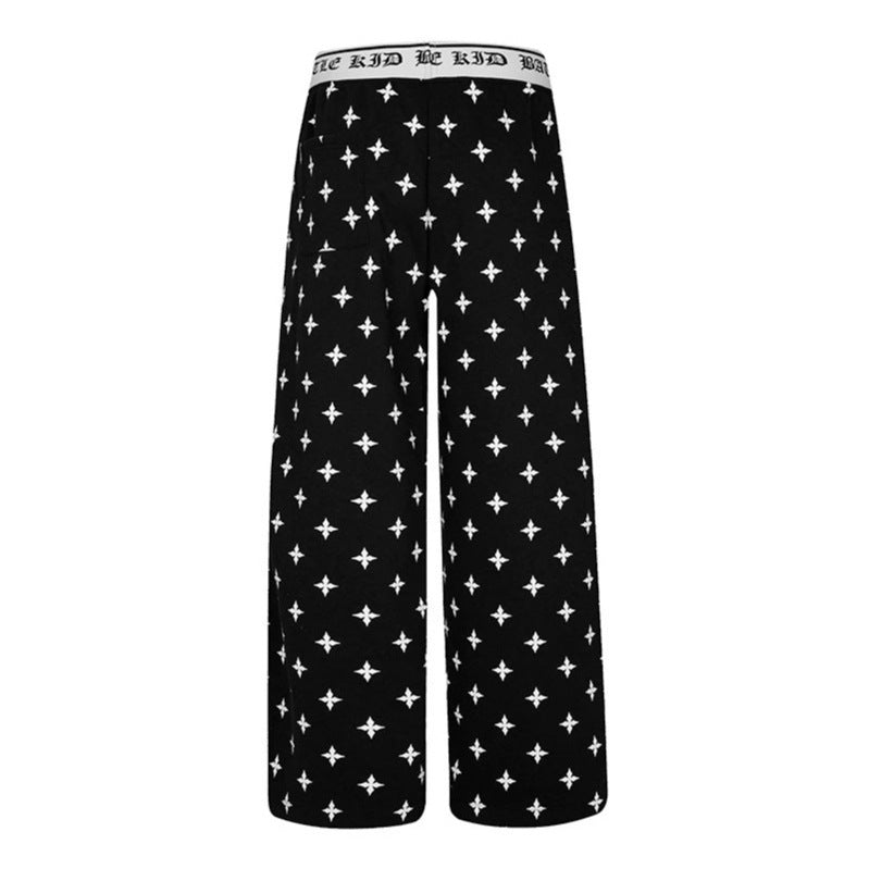 Damen Extraweite Komfort-Loungehose im Palazzo-Schnitt mit bedrucktem Elastikbund und Allover-Ornamentprint Nord Taschen