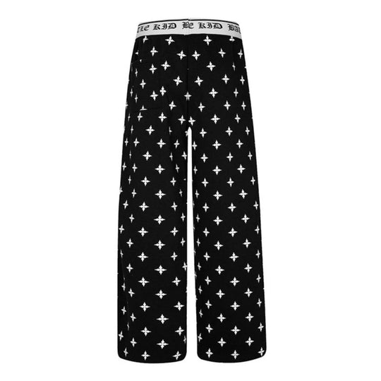 Damen Extraweite Komfort-Loungehose im Palazzo-Schnitt mit bedrucktem Elastikbund und Allover-Ornamentprint Nord Taschen