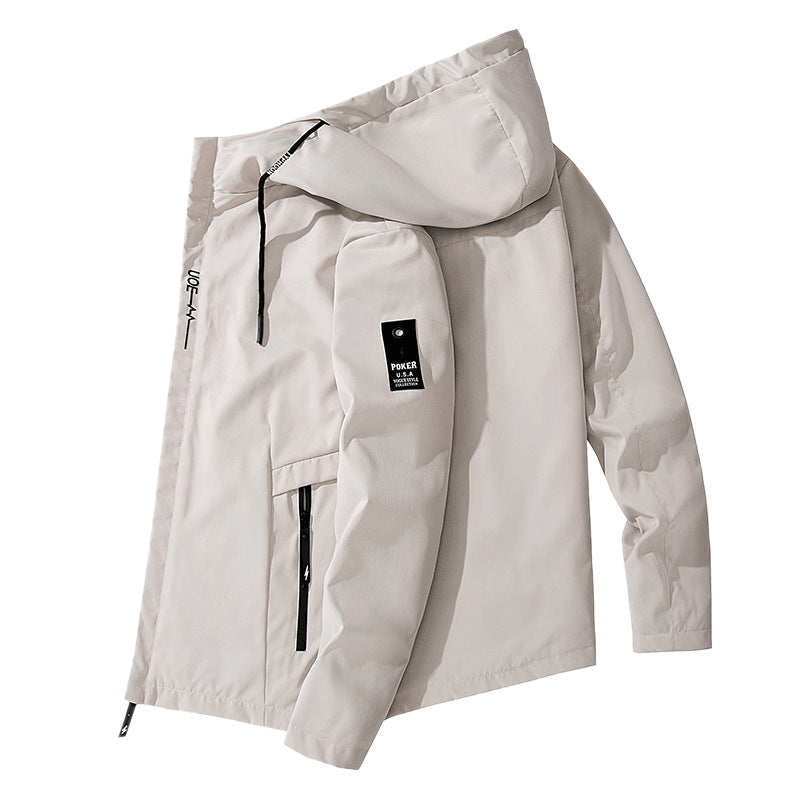 Herren Leichte wasserabweisende Tech-Hoodiejacke mit Kapuze, Reißverschlusstaschen und verstellbarem Saum Nord Taschen