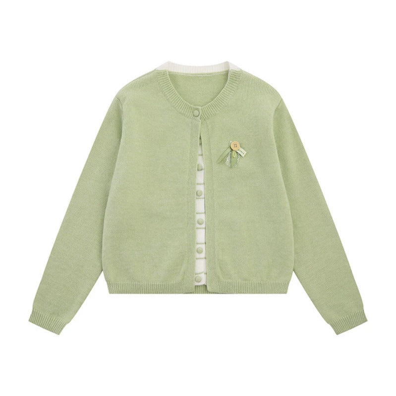 Damen Feinstrick-Cardigan mit Rundhals, verdeckter Knopfleiste und Zierbrosche Nord Taschen