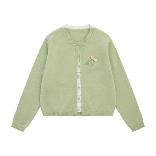Damen Feinstrick-Cardigan mit Rundhals, verdeckter Knopfleiste und Zierbrosche Nord Taschen