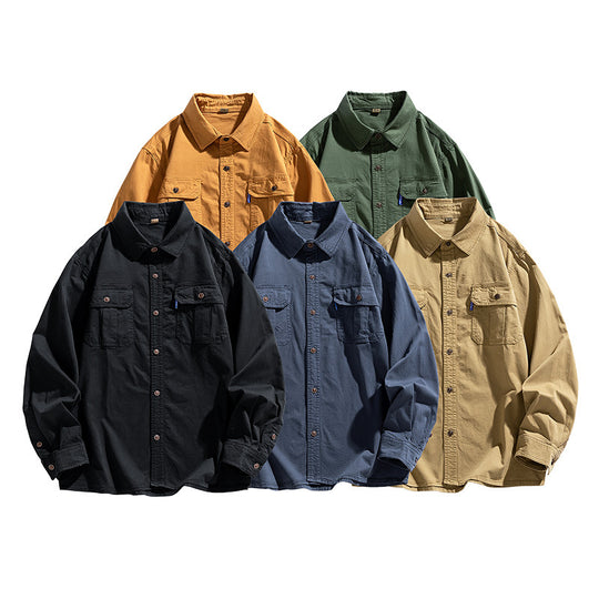 Herren Overshirt aus robustem Baumwoll-Twill mit Pattentaschen und durchgehender Knopfleiste Nord Taschen
