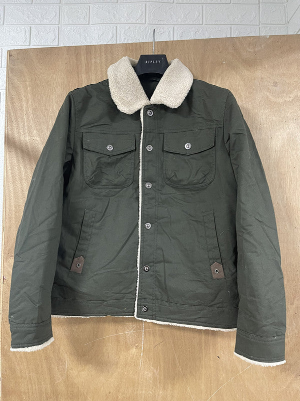 Herren Utility-Arbeitsjacke aus Canvas mit Kunstfellkragen und gesteppter Innenfütterung Nord Taschen