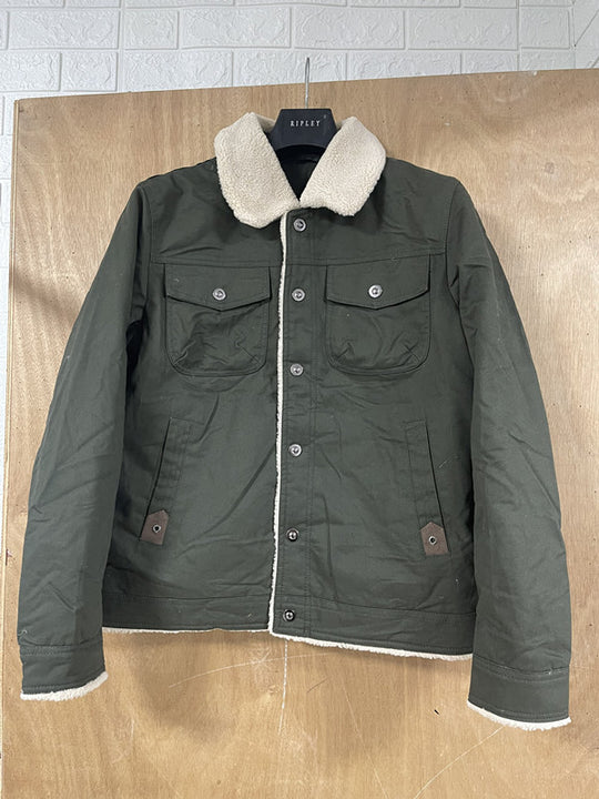 Herren Utility-Arbeitsjacke aus Canvas mit Kunstfellkragen und gesteppter Innenfütterung Nord Taschen