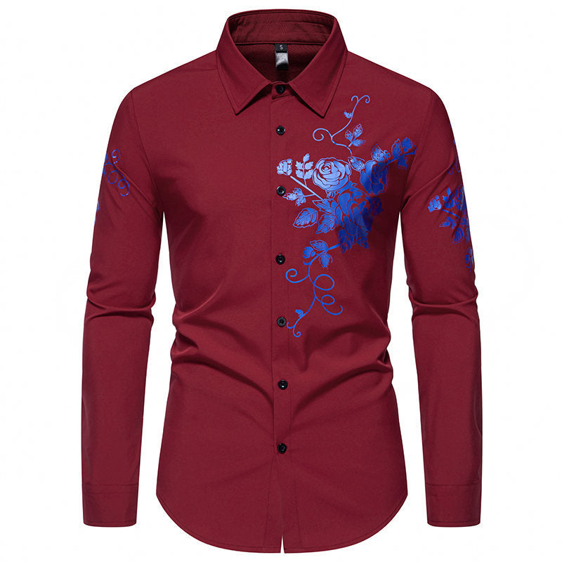 Herren Slim-Fit Langarmhemd mit floralem Print und tailliertem Schnitt Nord Taschen