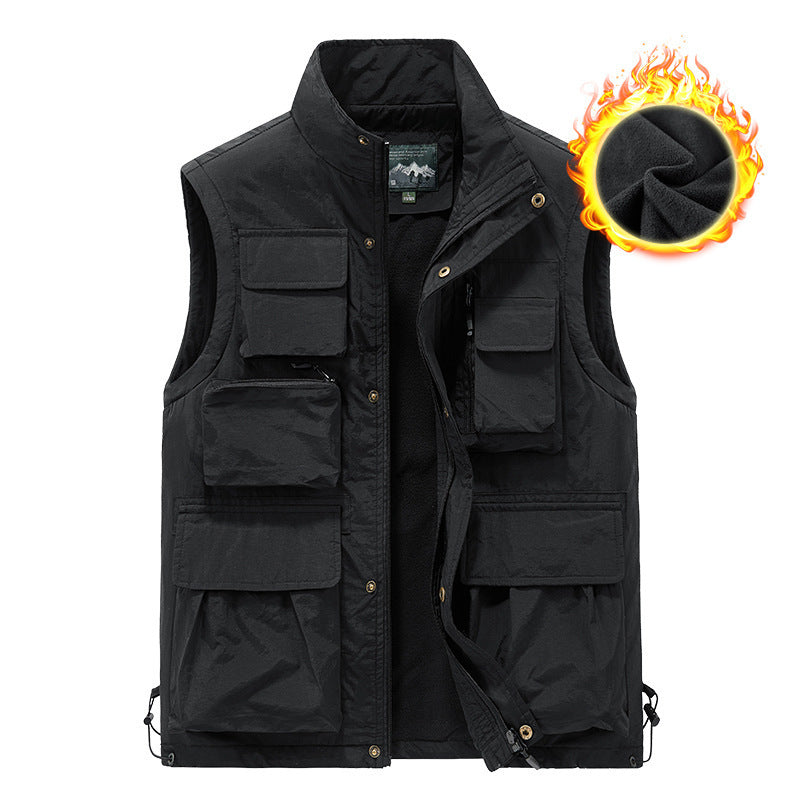 Herren multifunktionale Outdoorweste mit Teddyfleece-Innenfutter und zahlreichen Taschen Nord Taschen
