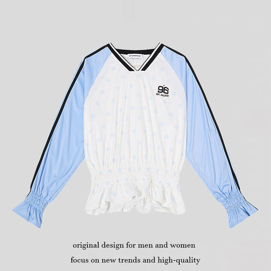 Damen Sportives Langarmshirt mit Raglanärmeln, gesmoktem Taillenbund und V-Ausschnitt Nord Taschen