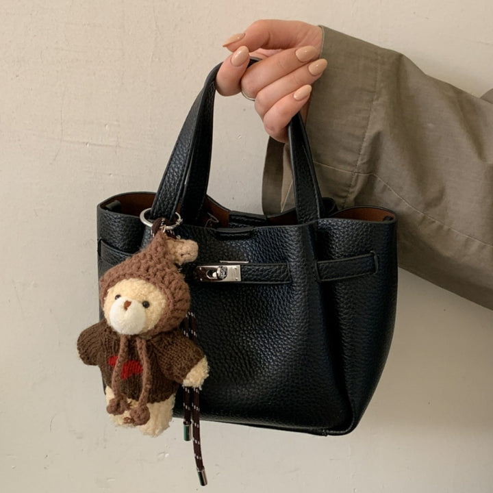 Damen Mini Handtasche mit niedlichem Plüsch-Anhänger Nord Taschen