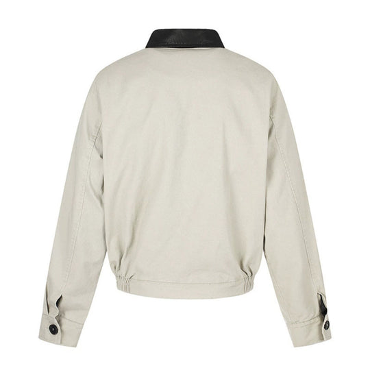 Herren Asymmetrische Canvas-Bomberjacke mit Lederriemen und Stehkragen Nord Taschen