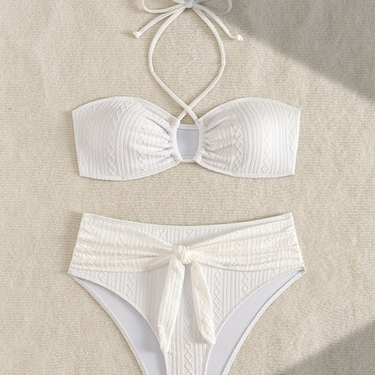 Damen Zweiteiler Bikinis mit Hochgeschnittenem Bund