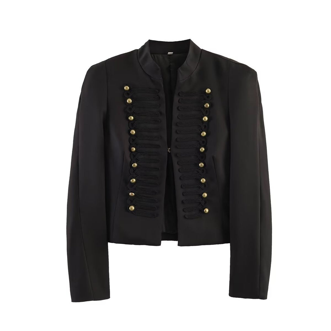 Damen Kurzblazer im Hussarenstil mit Stehkragen und dekorativen Galon-Details Nord Taschen