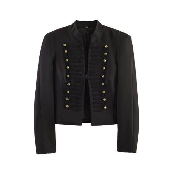 Damen Kurzblazer im Hussarenstil mit Stehkragen und dekorativen Galon-Details Nord Taschen