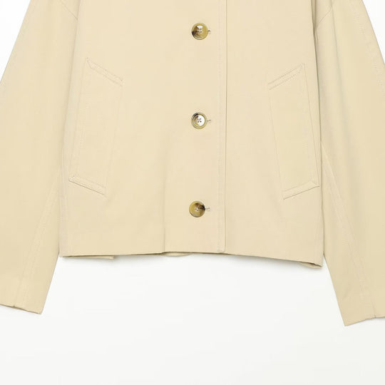 Damen Cropped Boxy-Übergangsjacke mit großem Schalkragen und aufgesetzten Taschen Nord Taschen