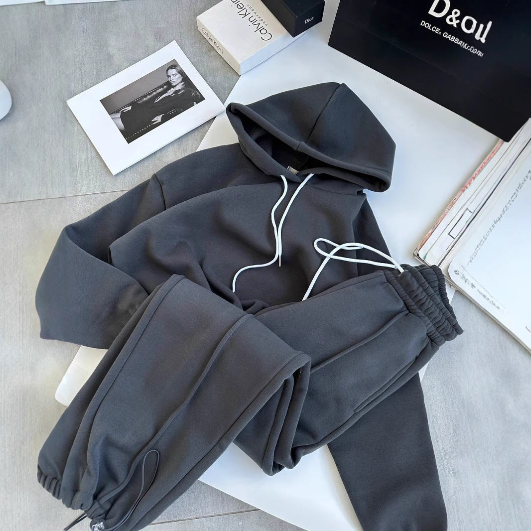 Damen Oversize-Hoodie und Jogginghose Set mit weichem Innenfutter, verstellbarer Kordel und hochgezogenem Bund Nord Taschen