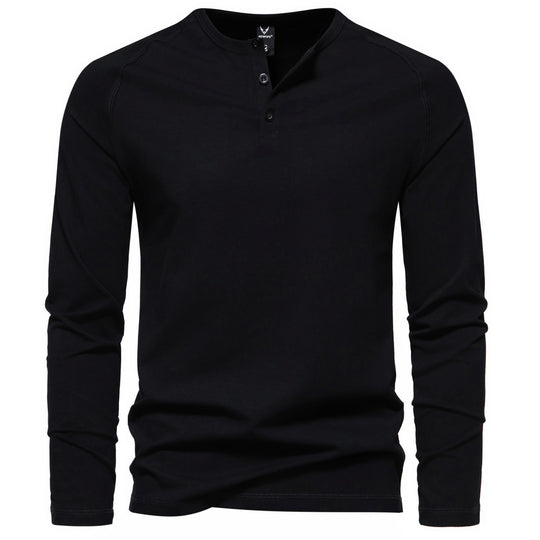 Herren Slim-Fit Baumwoll-Mix Henleyshirt mit Knopfleiste Nord Taschen