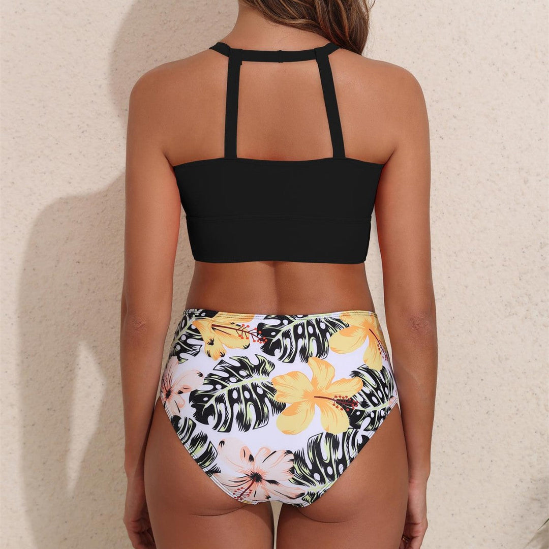 Damen Sportliches Bikini-Set mit hoch geschnittenem Unterteil und modernem Rücken