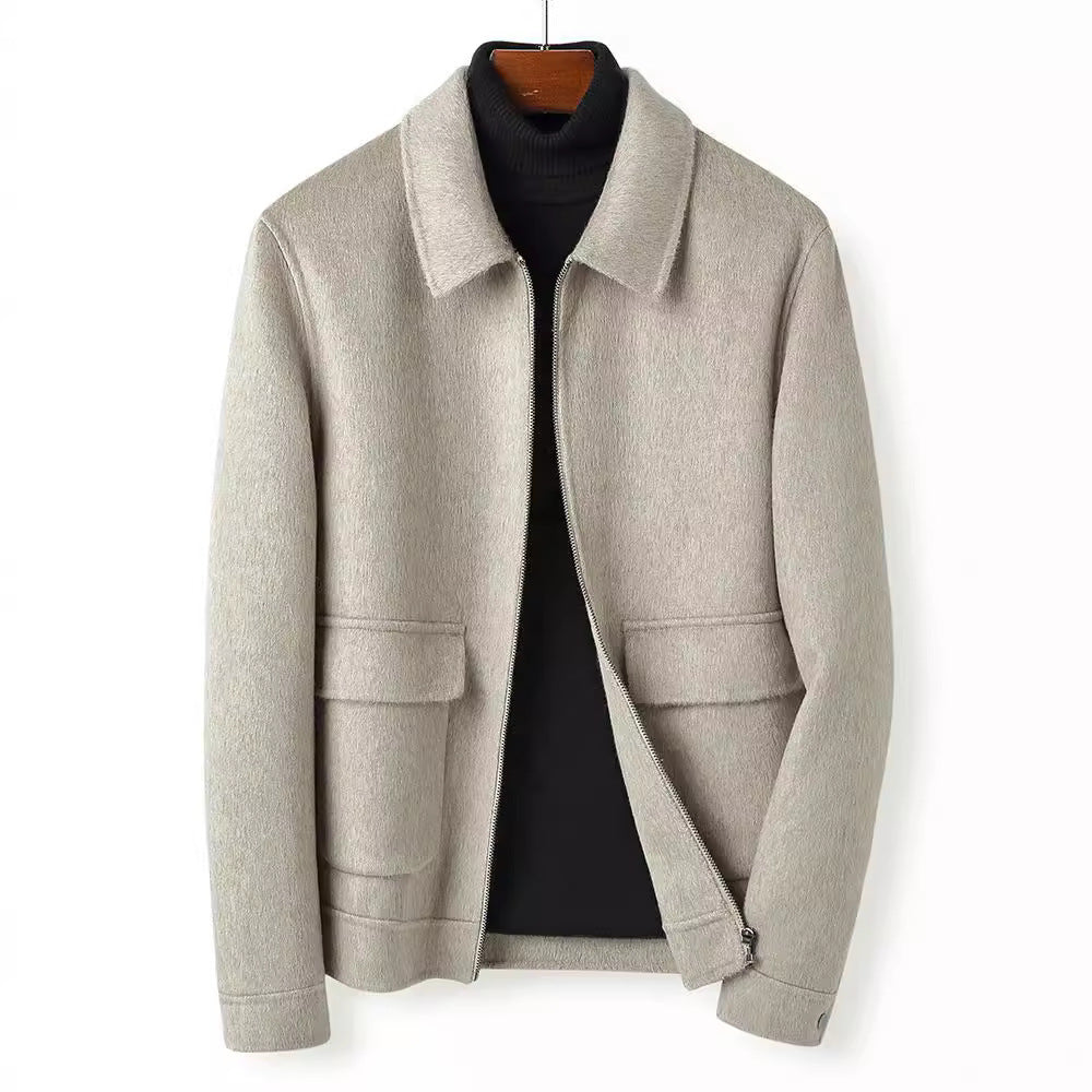Herren Wollmix-Übergangsjacke mit Stehkragen, Reißverschluss und Pattentaschen Nord Taschen