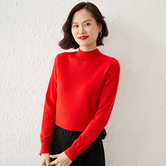 Damen Luxuriöser Kaschmir-Feinstrickpullover mit Stehkragen Nord Taschen