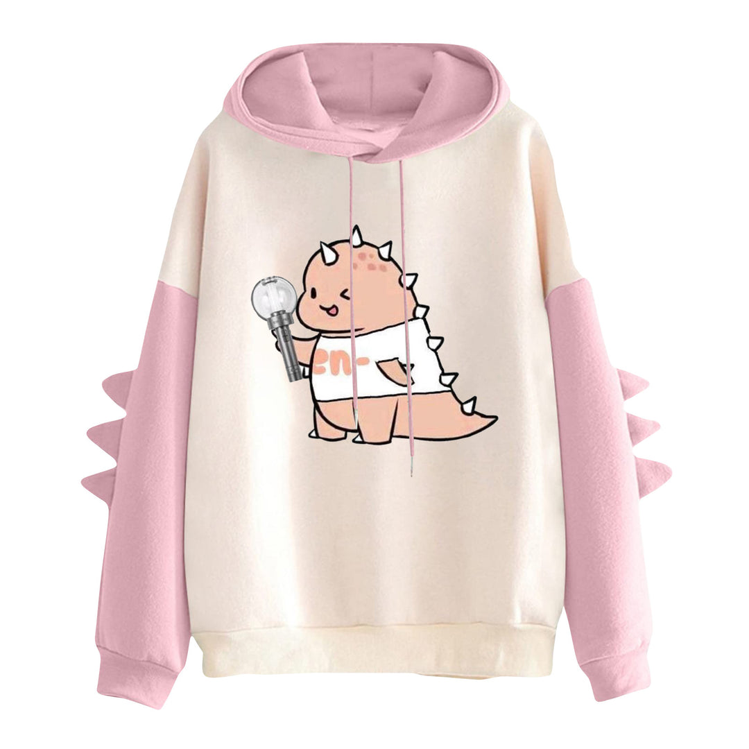 Damen nan Kapuzenpullover mit niedlichem Frosch-Motiv, Kängurutasche und volumigen Ärmelapplikationen Nord Taschen