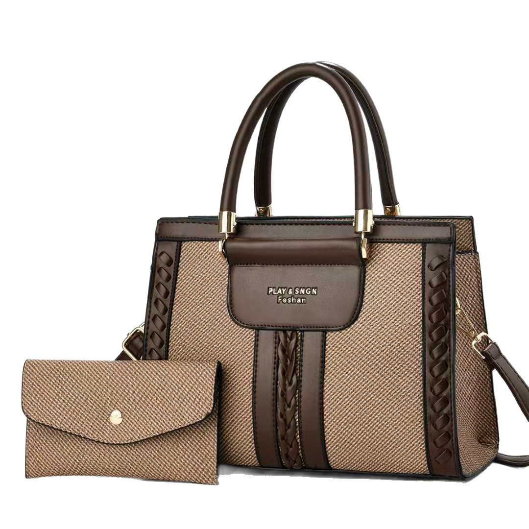 Damen elegante Handtasche im raffinierten Flechtlook mit abnehmbarer Clutch Nord Taschen