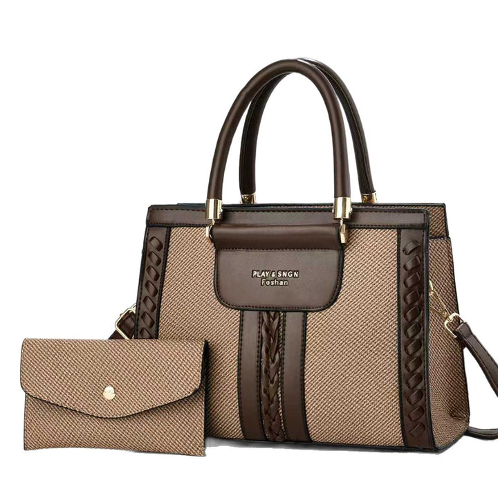 Damen elegante Handtasche im raffinierten Flechtlook mit abnehmbarer Clutch Nord Taschen