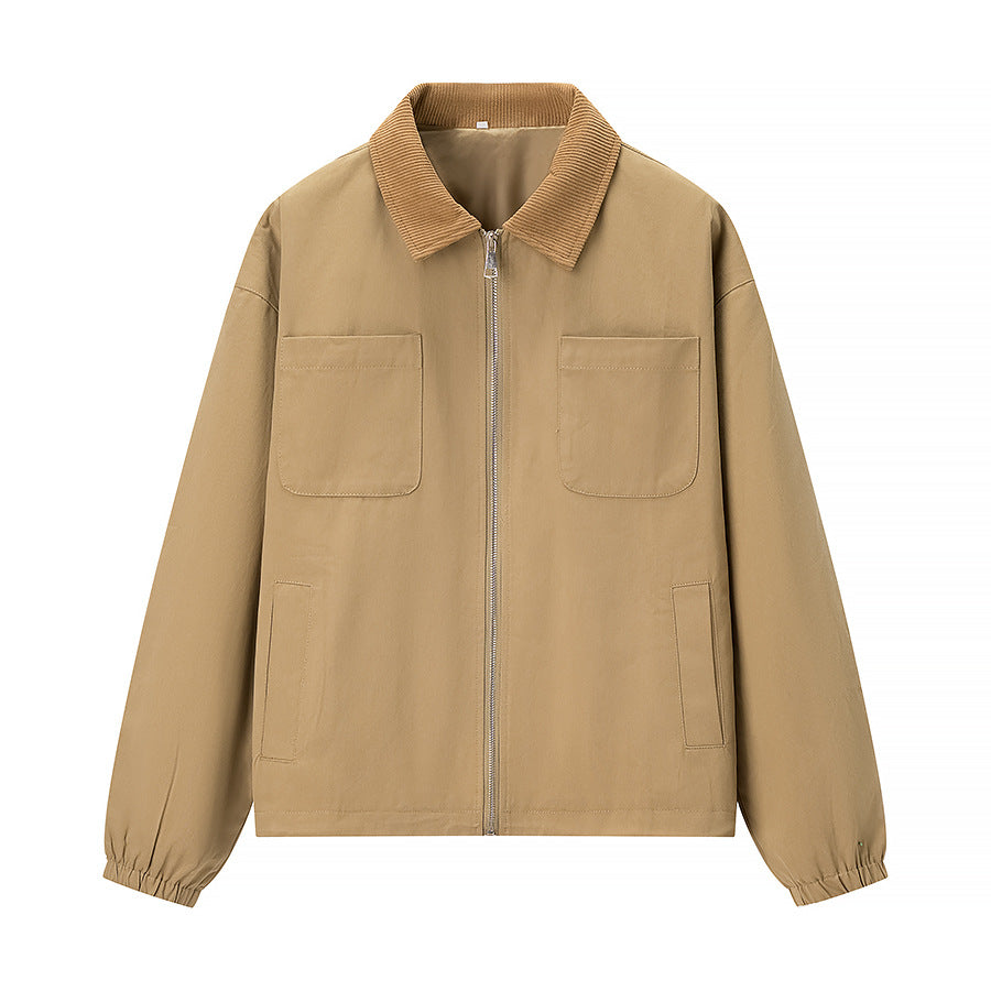 Damen Kurzjacke im Workwear-Stil mit Kordkragen, Reißverschluss und aufgesetzten Brusttaschen Nord Taschen