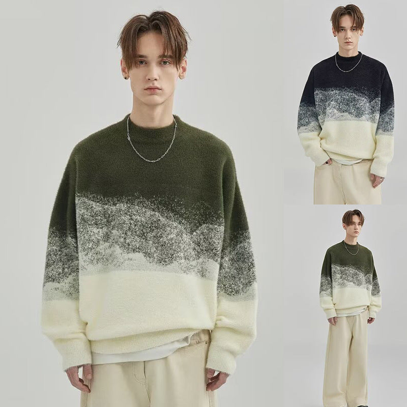 Herren Modischer Grobstrickpullover mit Farbverlauf Nord Taschen