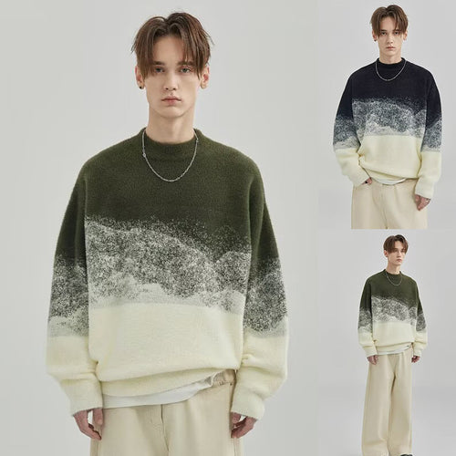 Herren Modischer Grobstrickpullover mit Farbverlauf Nord Taschen