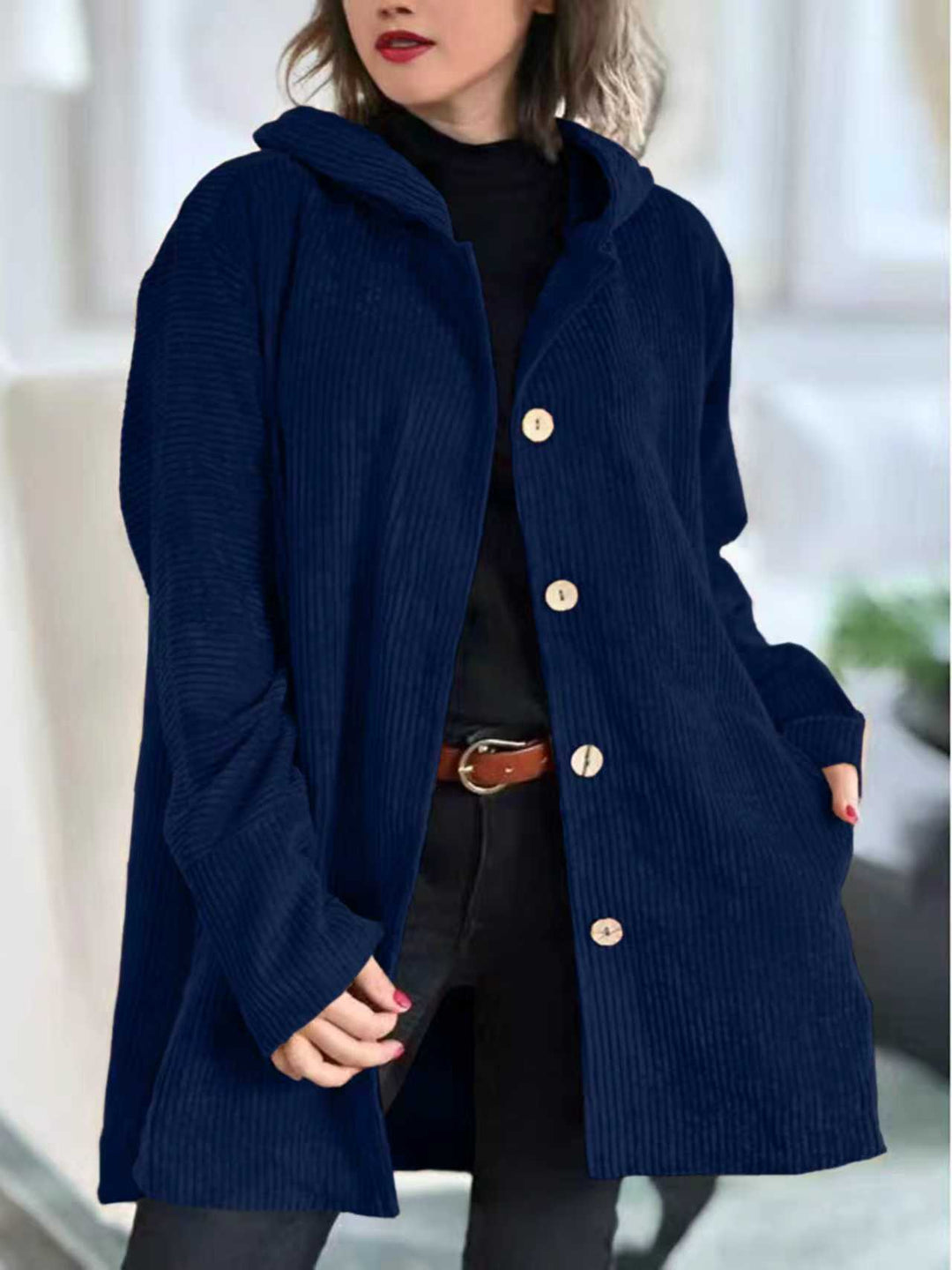 Hooded Casual-Jacke mit Fronttaschen