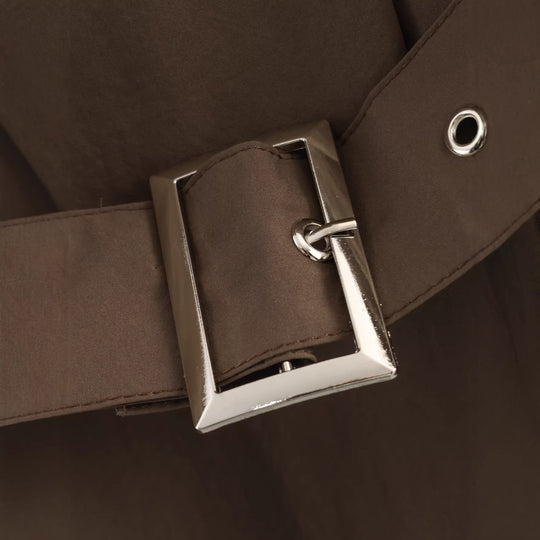 Damen Kurztrench mit hohem Stehkragen, doppelter Druckknopfleiste und Taillengürtel Nord Taschen