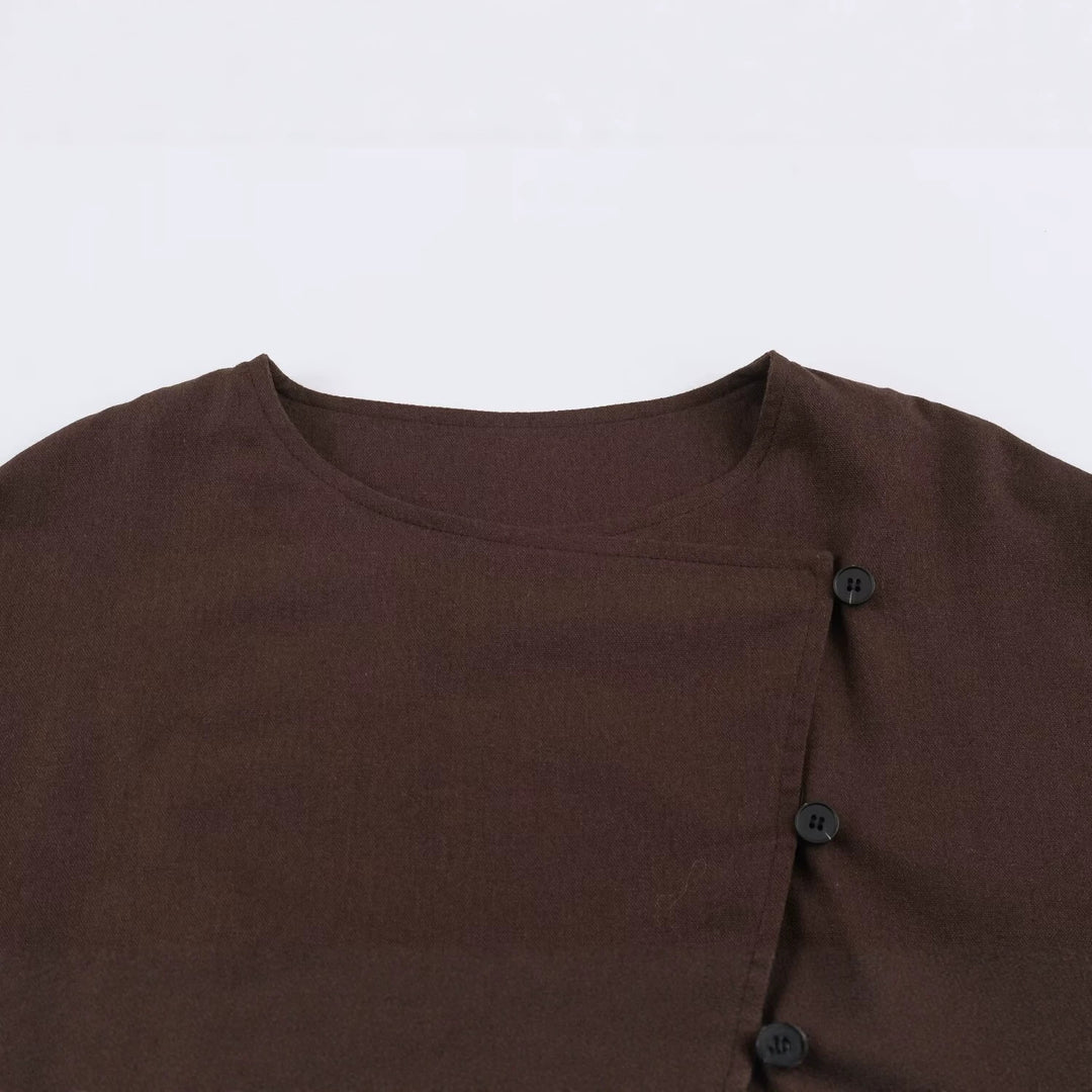 Damen Asymmetrische Wickeljacke mit dekorativer Knopfleiste und überschnittenen Schultern Nord Taschen
