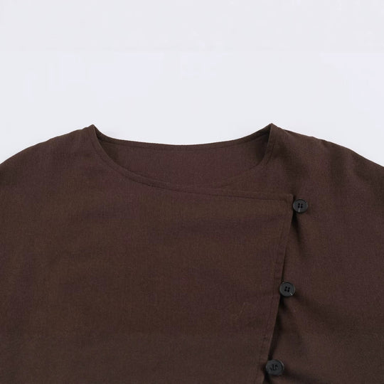 Damen Asymmetrische Wickeljacke mit dekorativer Knopfleiste und überschnittenen Schultern Nord Taschen