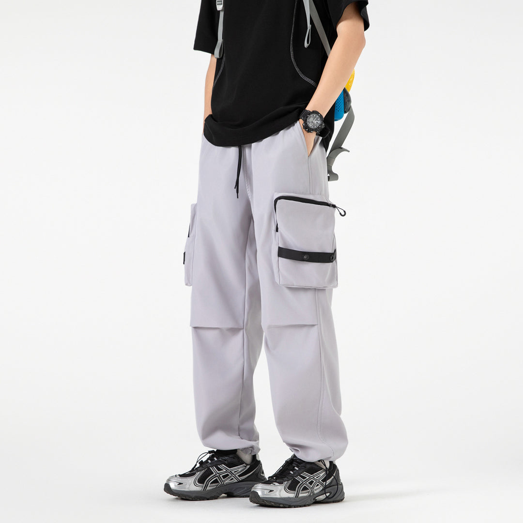 Herren Weite Utility-Cargohose mit großvolumigen Klappentaschen und Kordelzugbund Nord Taschen