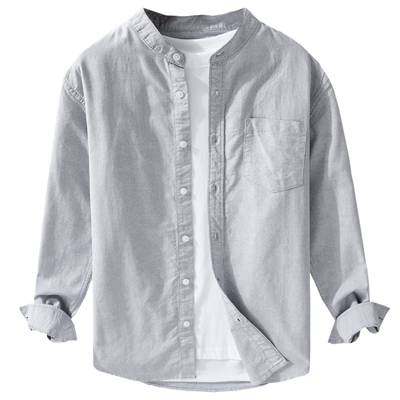 Herren Stehkragen-Overshirt aus Baumwollmix mit tonaler Brusttasche und Soft‑Touch Nord Taschen