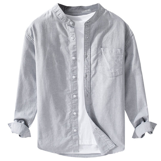 Herren Stehkragen-Overshirt aus Baumwollmix mit tonaler Brusttasche und Soft‑Touch Nord Taschen