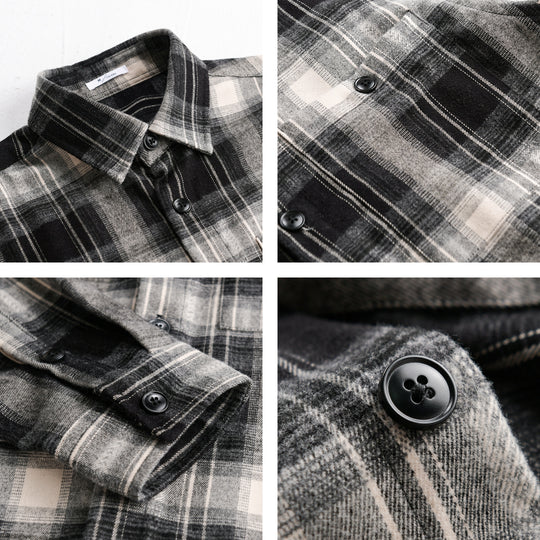 Herren Kariertes Flanell‑Hemdjacke im Overshirt‑Stil mit weich gebürsteter Oberfläche Nord Taschen