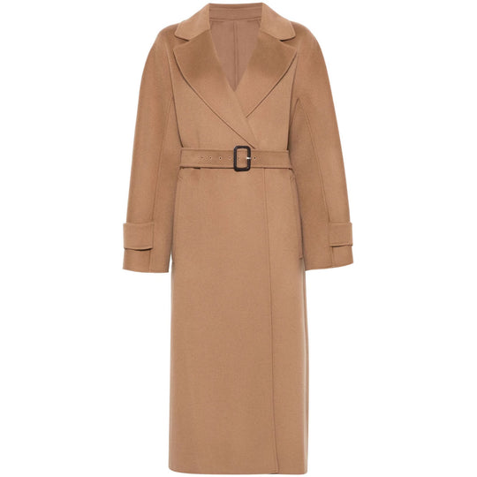 Damen Wickelmantel aus Wollmix mit Taillengürtel und Oversize-Schulter Nord Taschen