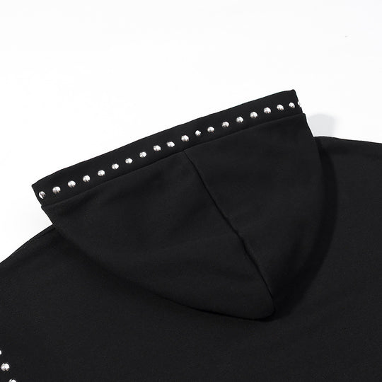 Damen Oversize-Kapuzenpullover mit Nietenbesatz und Ballonärmeln Nord Taschen