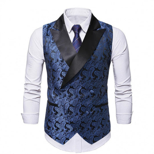 Herren Satin-Paisley-Weste mit Schalkragen und tailliertem Smoking-Look Nord Taschen