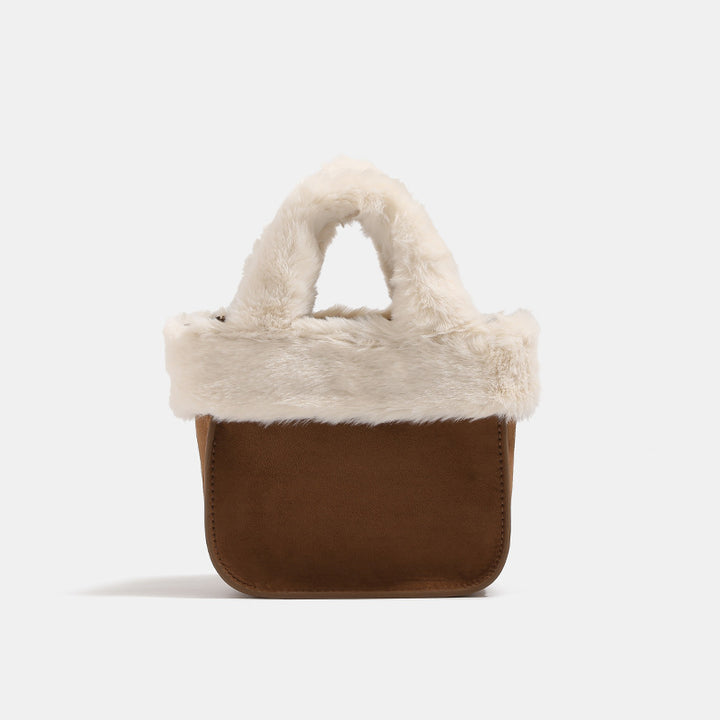 Damen Mini-Tasche mit luxuriösem Kunstfellkragen Nord Taschen