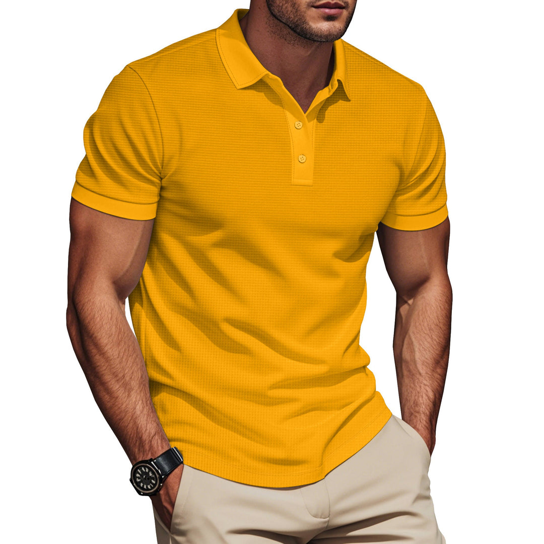 Herren nan elegantes Struktur-Poloshirt mit Kentkragen, kurzer Knopfleiste und atmungsaktivem Stretchjersey