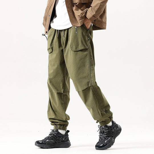 Herren Cargo-Jogginghose im Utility-Streetstyle mit Elastikbund, Tunnelzug und verstärkten Kniepaneelen Nord Taschen