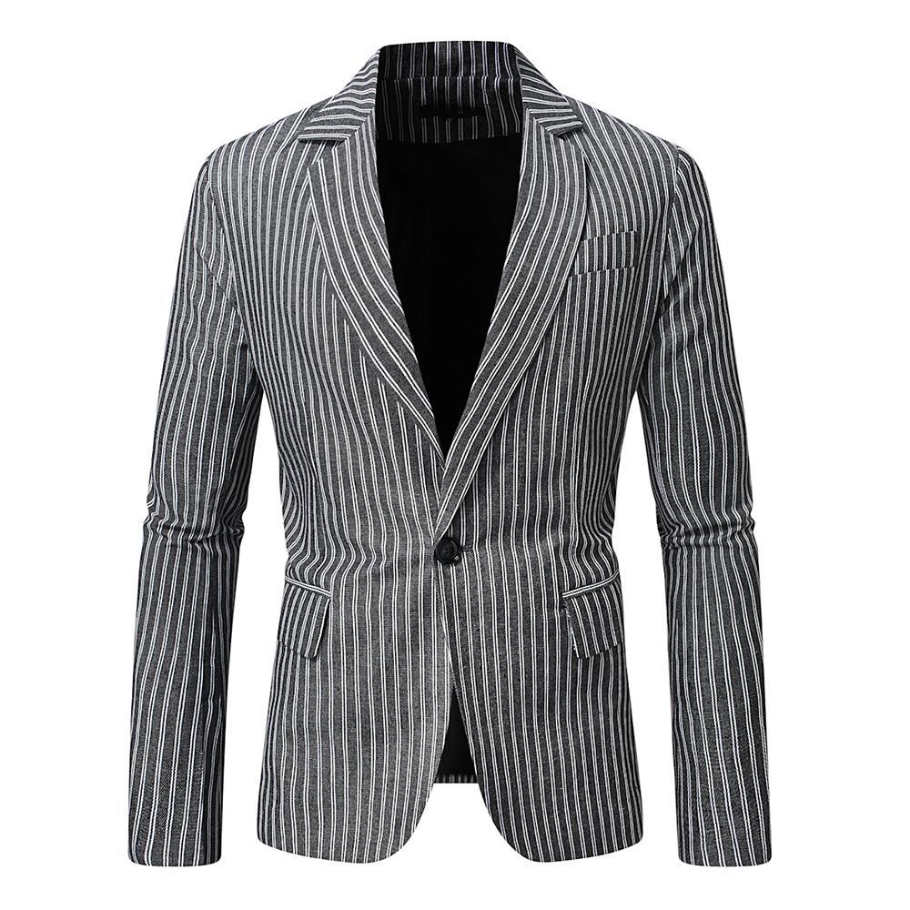 Herren gestreiftes Slim-Fit Sakko mit schmalem Revers und Single-Button Nord Taschen
