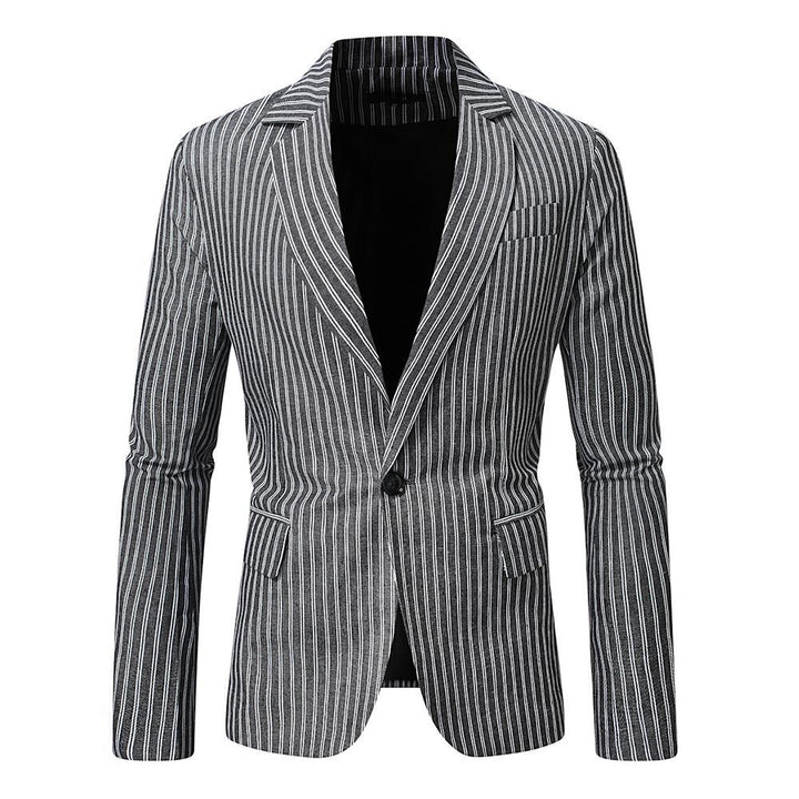 Herren gestreiftes Slim-Fit Sakko mit schmalem Revers und Single-Button Nord Taschen