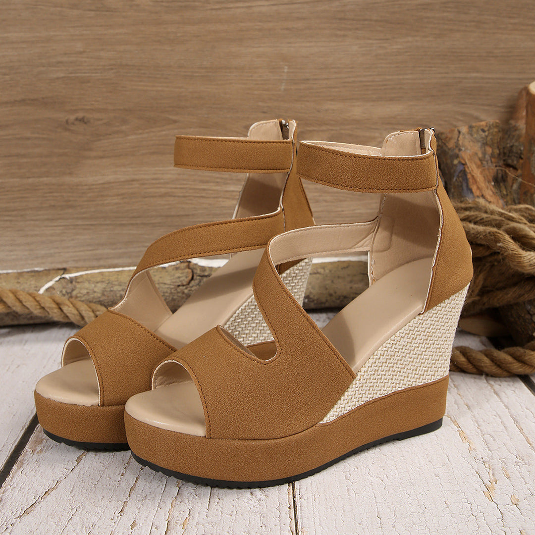 Damen Keil-Sandalen mit atmungsaktiven Riemen und rutschfester Sohle