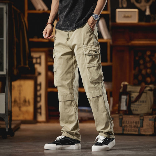 Herren Lässige Cargohose im Utility-Look mit Tunnelzugbund, Multifachtaschen und Kniepaneelen Nord Taschen
