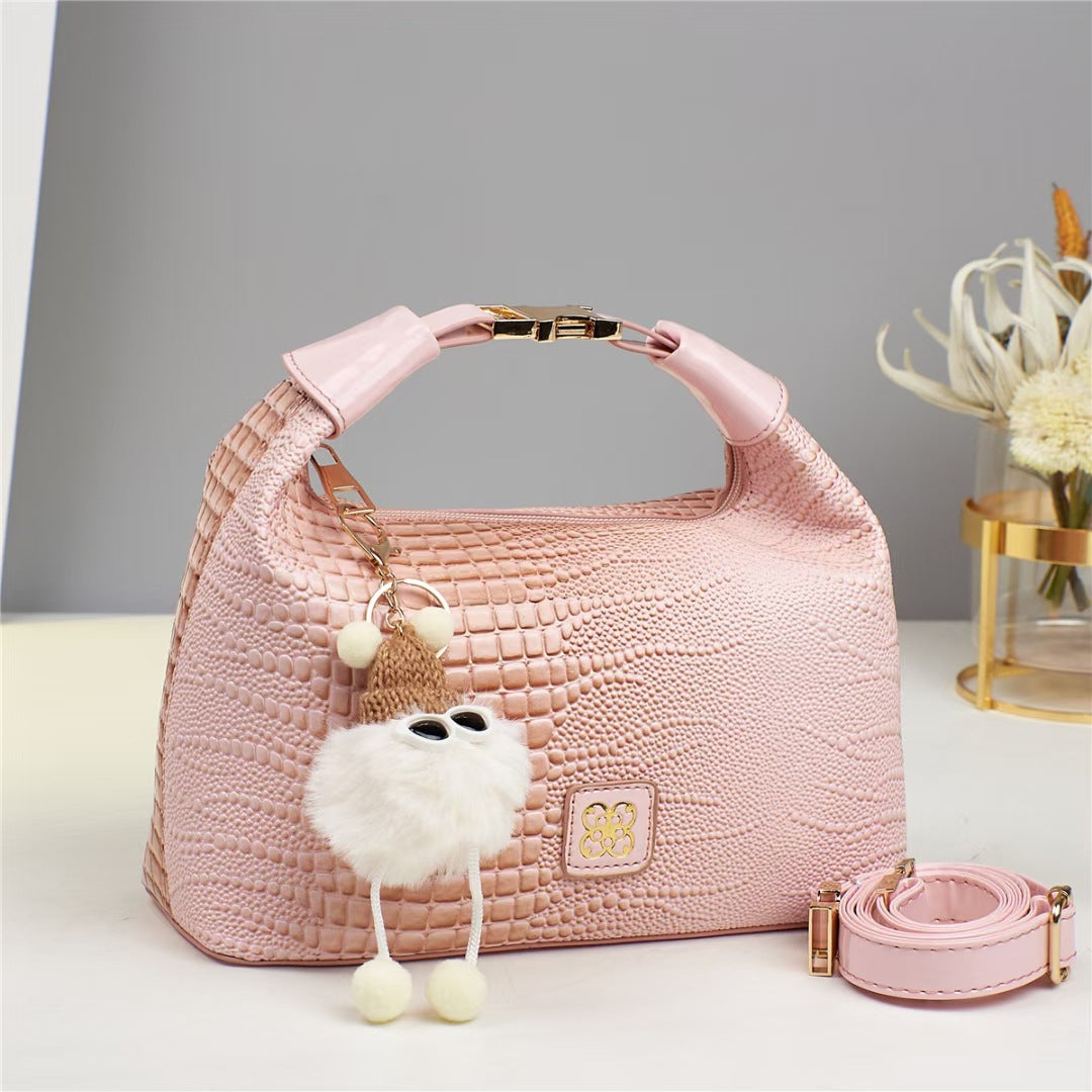 Damen Handtasche mit strukturiertem Krokodilleder und abnehmbarem Tragegurt Nord Taschen