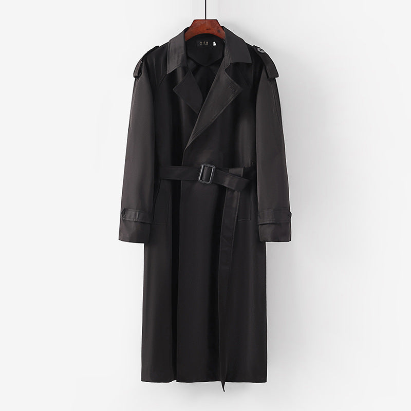 Unisex Langer minimalistischer Trenchcoat mit Gürtel und Schulterklappen Nord Taschen