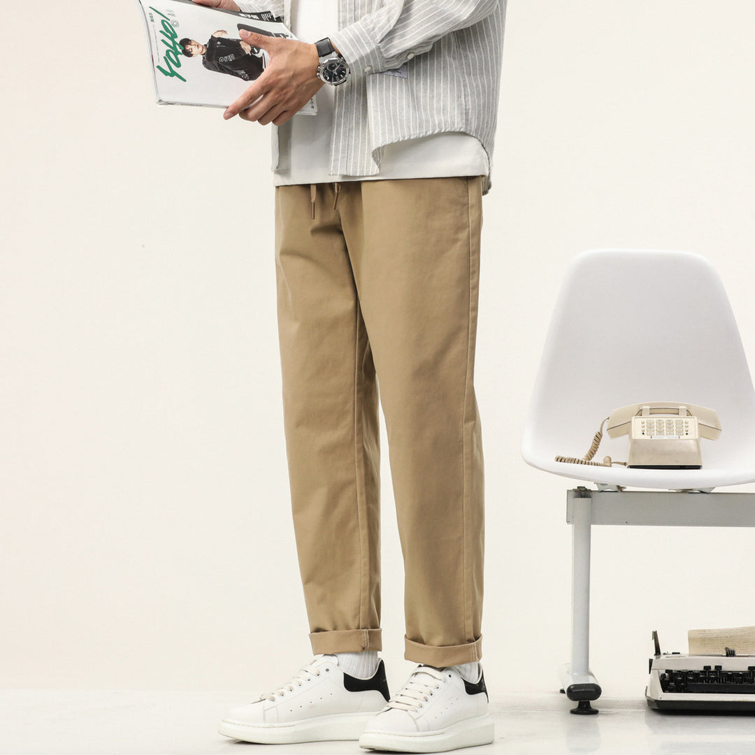 Herren Leichte Baumwoll-Mix-Hose mit elastischem Kordelbund und geradem Bein Nord Taschen